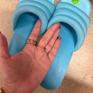 Open Edit Blue Slide Sandals